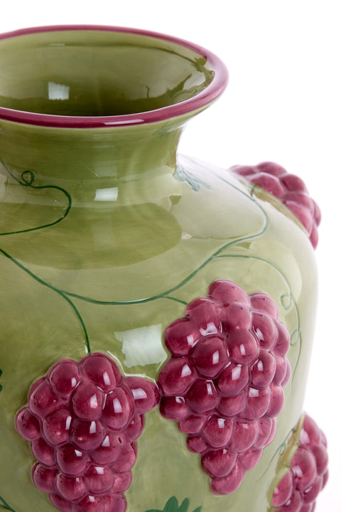 Deko-Vase Grape mit 3D-Traubenrelief Grün Weinrot Ø26 x 31 cm