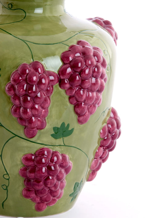 Deko-Vase Grape mit 3D-Traubenrelief Grün Weinrot Ø26 x 31 cm
