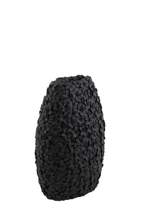 Deko Vase Schwarz Blumen Motiv 29,5x18,5x40cm