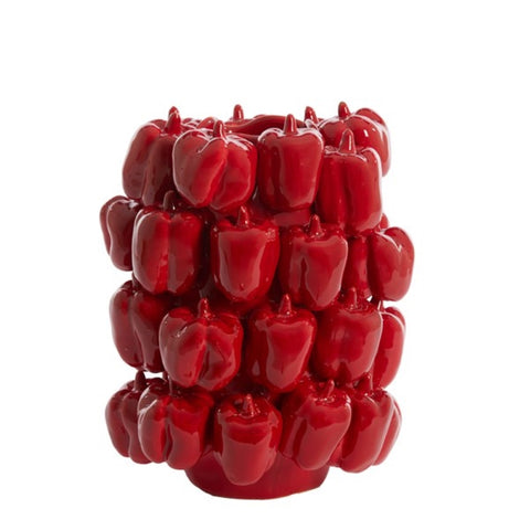 Deko-Vase Keramikvase Paprika-Struktur Rot 23,5x23x32,5 cm