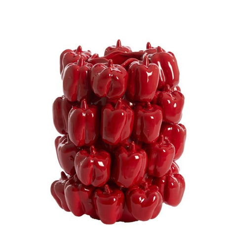 Deko-Vase Keramikvase Paprika-Struktur Rot 23,5x23x32,5 cm