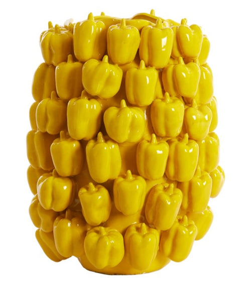 Deko-Vase Keramikvase Paprika-Struktur Gelb 35x33x47cm