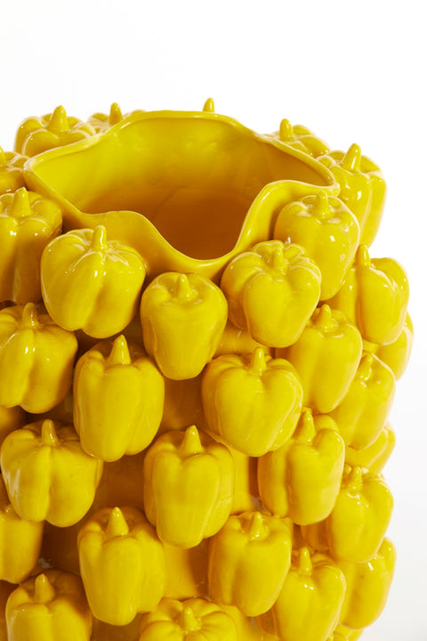 Deko-Vase Keramikvase Paprika-Struktur Gelb 35x33x47cm
