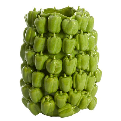 Deko-Vase Keramikvase Paprika-Struktur Grün 35x33x47cm