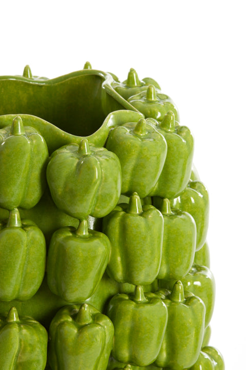 Deko-Vase Keramikvase Paprika-Struktur Grün 35x33x47cm