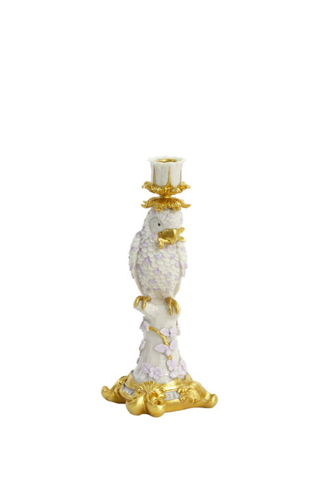 Kerzenständer Barock Kerzenhalter Papagei mit Goldverzierungen Blüten Ø13x29 cm
