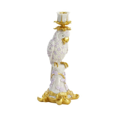 Kerzenständer Barock Kerzenhalter Papagei mit Goldverzierungen Blüten Ø13x29 cm