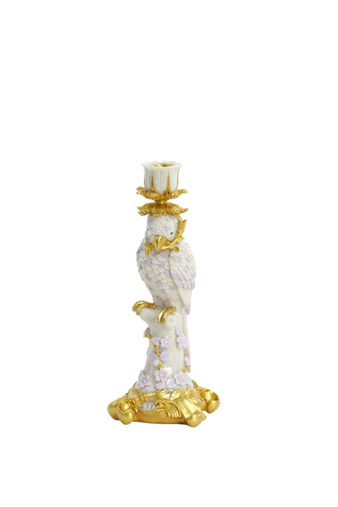 Kerzenständer Barock Kerzenhalter Papagei mit Goldverzierungen Blüten Ø13x29 cm