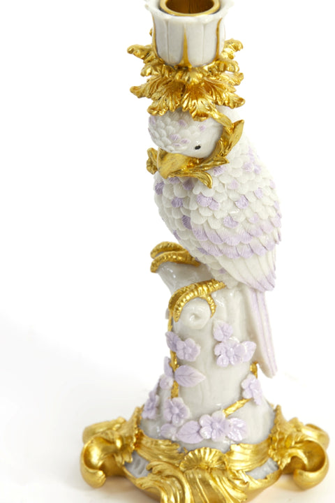 Kerzenständer Barock Kerzenhalter Papagei mit Goldverzierungen Blüten Ø13x29 cm