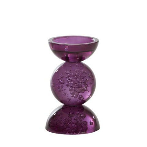 Kerzenständer Glas lila Bubbles Ø9,5x15 cm