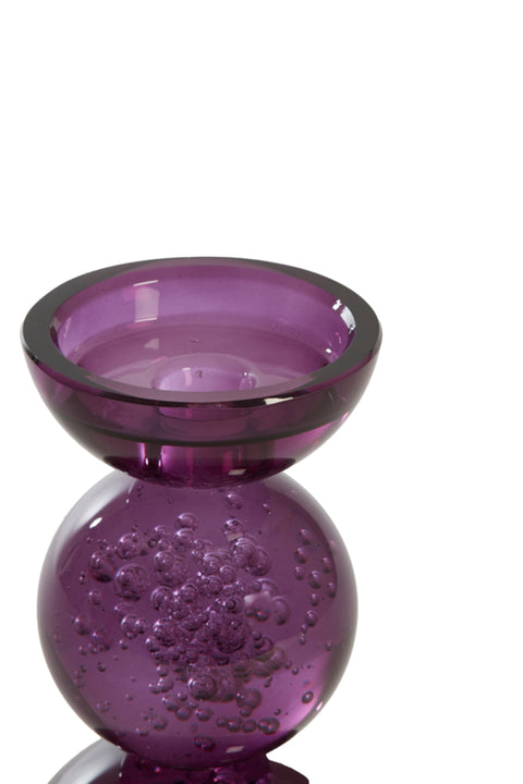 Kerzenständer Glas lila Bubbles Ø9,5x15 cm