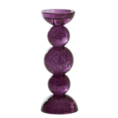 Kerzenständer Glas lila Bubbles Ø10x26,5 cm