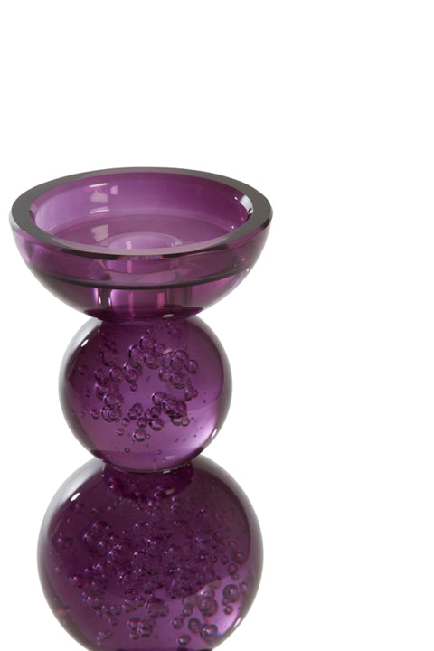 Kerzenständer Glas lila Bubbles Ø10x26,5 cm