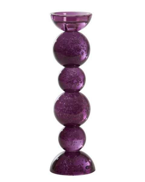 Kerzenständer Glas lila Bubbles Ø9,5 x 34 cm