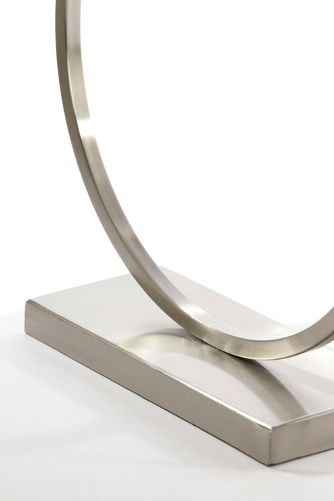 Tischleuchte Rechteck Rund Nickel Matt Satiniert Höhe 52cm