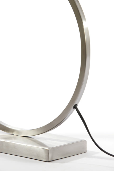 Tischleuchte Rechteck Rund Nickel Matt Satiniert Höhe 52cm