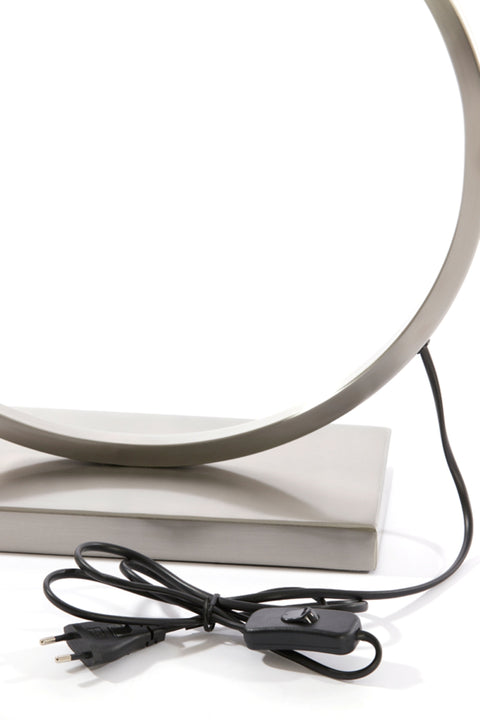 Tischleuchte Rechteck Rund Nickel Matt Satiniert Höhe 52cm