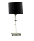 tischlampe nickel matt schirm zylinder leinen schwarz
