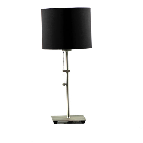 tischlampe nickel matt schirm zylinder leinen schwarz
