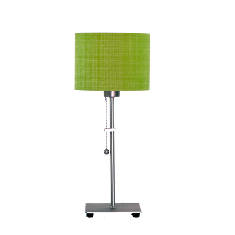 tischlampe nickel matt schirm zylinder leinen lime grün