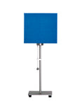 tischlampe nickel matt schirm vierkant leinen arizona blau