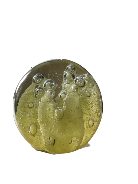 Ornament Glas Koralle Gelb, Blumen Kugel, Briefbeschwerer Glaskugel, Meer Pflanzen Ornament Ø8x8cm