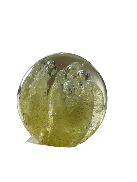 Ornament Glas Koralle Gelb, Blumen Kugel, Briefbeschwerer Glaskugel, Meer Pflanzen Ornament Ø8x8cm